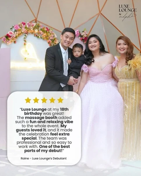 Original client feedback from a wedding celebration